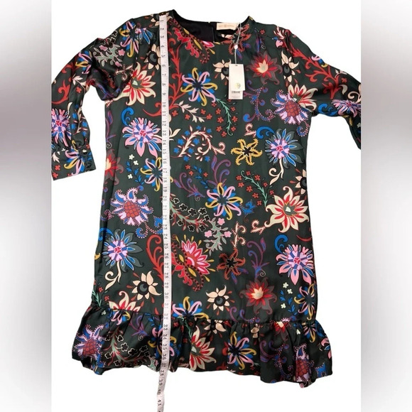 Tory Burch Womens Shift Dress Printed Silk Twill Black Mountain Floral Size 12 - Picture 6 of 16
